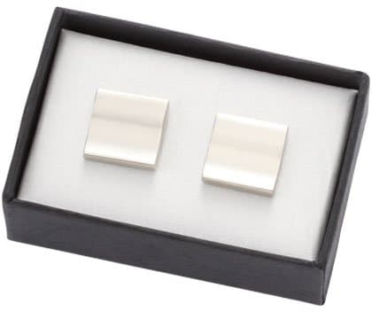 Shiny Silver Metal Cufflinks - Free Engraving