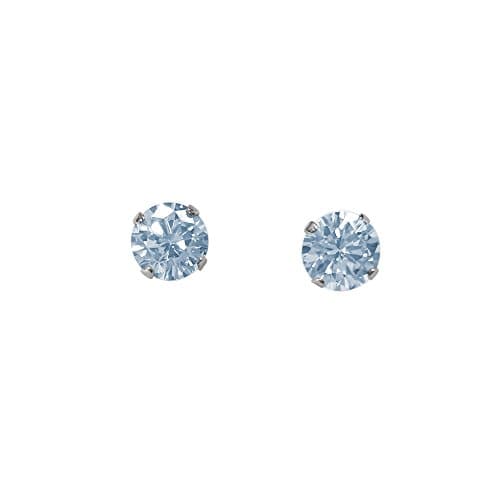 Sterling Silver Round Sapphire Blue Cubic Zirconia Studs 9MM