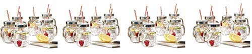 Estilo Mason Jar Mugs with Handle and Straws Old Fashioned Drinking Glass Set 6, 16 oz Each (4)