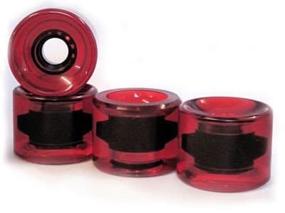 Blank Longboard Cruiser Wheels Clear / Red 65mm / 78a (4 castors) - Skateboard Cruiser Wheel Set