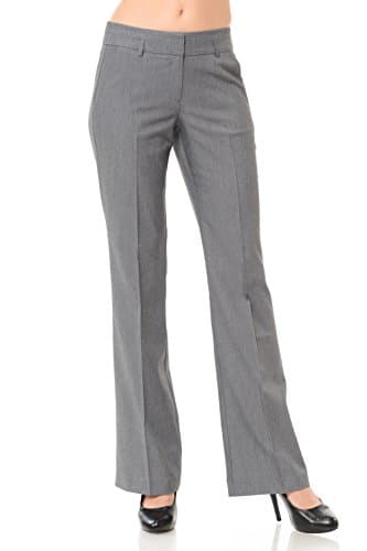Women's Solid Cool Tropical Career Office Wear Pants with Narrow Belt Loop