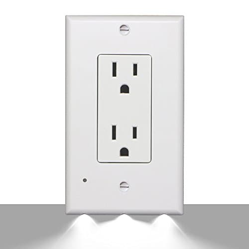 Outlet Wall Plate Cover with LED Night Light, Auto Light Sensor, No Battery Or Wires, Safer Than Plug In Night Lamp for Baby, Kids, Adults, Use in Bedroom, Bathroom and More Indoor Room (Decor)