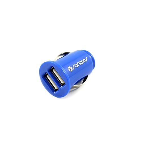 SANOXY 2 PORT MINI DUAL USB CAR CHARGER -High Output Dual USB Port Car Charger for Ipad, Samsung Galaxy, Iphone, Blackberry, Droid, Gps, and Other Tablets, Smart Phones and High Powered Devices (MINI-2 USB Port DUAL BLUE)