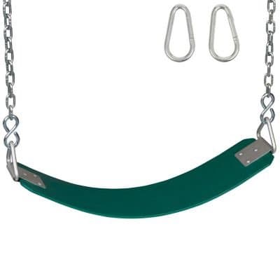 Swing Set Stuff Commercial Rubber Belt Seat with Chains & Hooks SSS Logo Sticker Playground Swing, Green