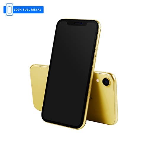 3rd Generation [Full Metal] Fake Dummy Display Compatible with Apple iPhone [Non-Working] 1:1 Scale Phone XR 10r 6.1 inch (Yellow DarkScreen)