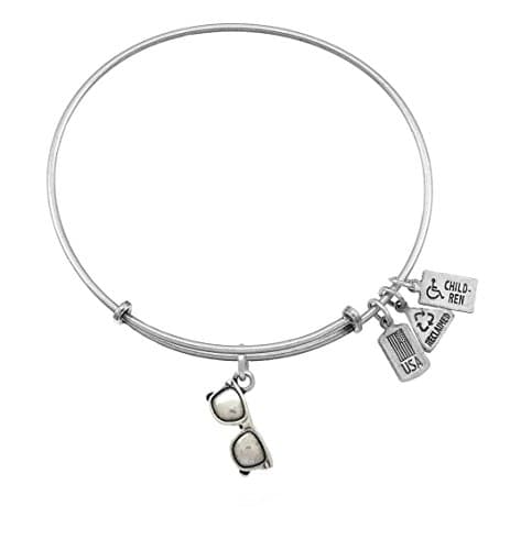 WIND AND FIRE SUNGLASSES CHARM SILVER TONE EXPANDABLE BANGLE BRACELET WF562