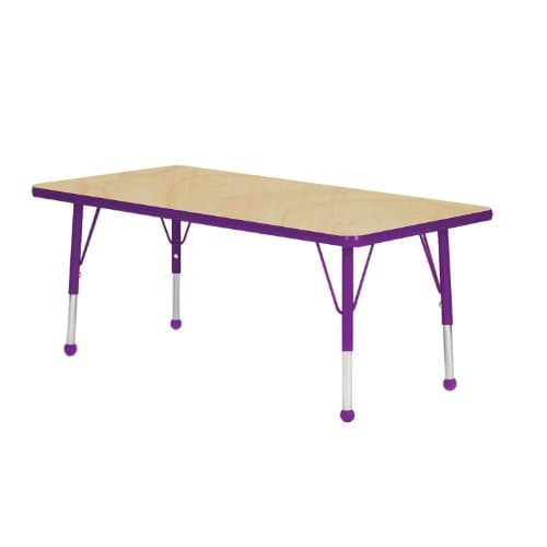Mahar Kids 36" X 60" Rectangle Table Top Color: Maple, Edge Color: Purple, Leg Height: Toddler 16"-24", Glide Style: Ball