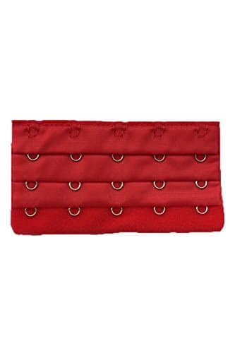 HKDK Women Bra Extender Bra Strap Extension 5 hooks 3 Rows red with Elastic Band