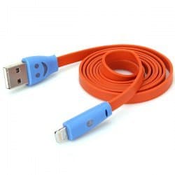 iBee Genuine 1M Smiling Face Design Lightning 8 Pin USB Noodle Cable for iPhone 5/5S/5C (Orange)