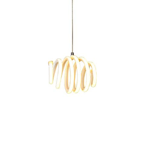 27W LED Ceiling Pendant Light Modern Elegant LED Hanging Lamp Creative Round Spiral Design White Metal and Acrylic Lampshade Suspension Lights Fixture for Kitchen Island Table Dining Room Bar Stair Loft Cafe Chandelier Lighting (1-Light) [Energy Class A++]