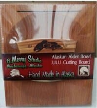 Made in Alaska Ulu Birch / Walnut Stripe Chopping Bowl Set Ulu Knife Salmon Totemic