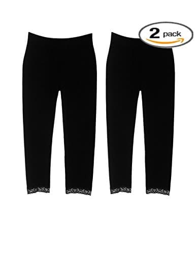 2 Pack Lace Trimmed Girl Leggings