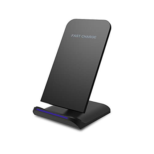 S8 Fast Wireless Charger,LaoTzi 2 Coils QI Charging Pad Stand for Samsung Galaxy Note 5, S8, S8 Plus, S7, S7 Edge, S6 Edge Plus and Other QI-enabled Devices[Sleep-friendly] (No AC Adapter) (Black)