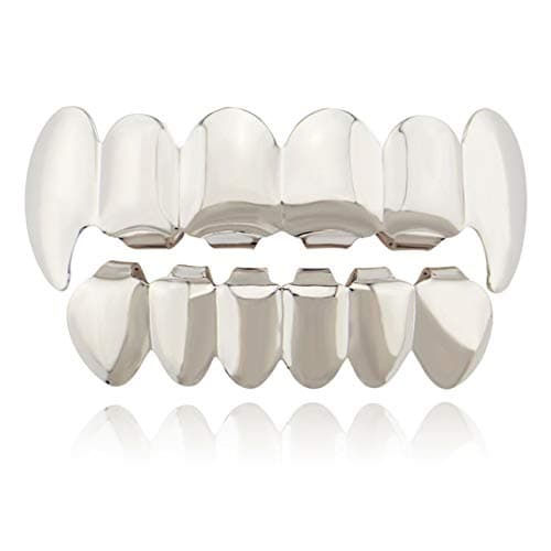 Ballylelly Solid Color Hip Hop Teeth Grill Set Electroplate Vampire Grill Sets Hollow Out Top Bottom Dental Grills Body Jewelry
