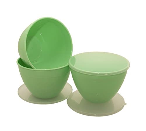 Just Pudding Basins Pastel Mint (Green) basin & clear lid 3 Pack (1.5 pint or 850ml) (2 Pint or 1.17ltr) (3 Pint or 1.71ltr)