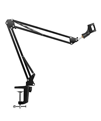 ALAYSTAR Heavy Duty Studio Adjustable Professional Microphone Desktop Arm Stand – Mic Arm Desktop Stand – Steel Construction Microphone Suspension Scissor Mic Arm Stand