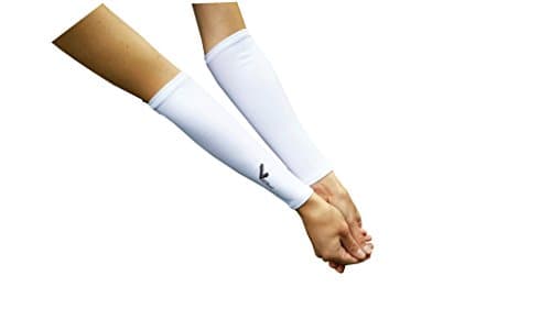 White volleyball forearm sleeves with NO padding - Smooth Fit