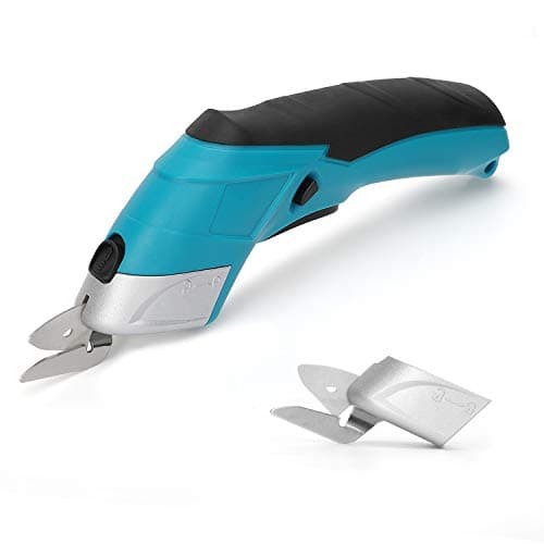 POWERAXIS Electric Scissors, 3.6V 2000mAh Multi Electric Fabric Scissors with Two Blades, For Fabric, Leather, Carpet and Cardboard Cutter (Rechargeable Lithium-Ion Battery）