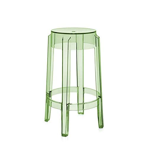 Kartell Set 2 Charles Ghost transparent green stool H.65 cm