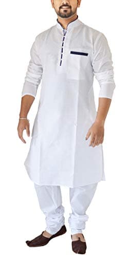 inTrend Men's Cotton Linen White Kurta Pyjama Set