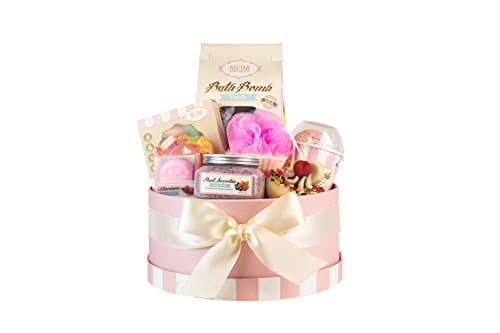 Deluxe Gift Box - Vanilla Donut, Mixed Fruit Tart, Strawberry Macaron Lip Balm, Bubble Scoops, Bath Bombs, Loofah Soap, and Body Scrub