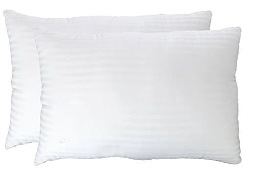 Queen Pillows 2 Pack - Hypoallergenic Down Alternative Bed Pillows with Cotton Rich Dobby Striped Cover - .4 Micro Denier Gel Fiber Plush - Proudly Crafted in USA - (Queen 2-Pack, Extra Soft)