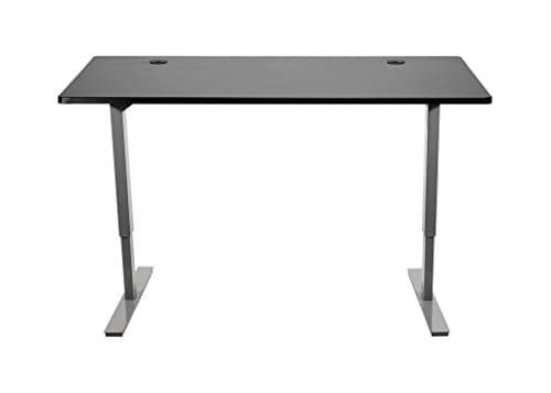 Electric Height Adjustable Standing Desk by StandDesk - 2 Button Handset, Single Motor, Dual Stage - Support up to 220lbs (Jet Black Laminate Top (30"x60"), Glossy Gray + Cable Management Tray)