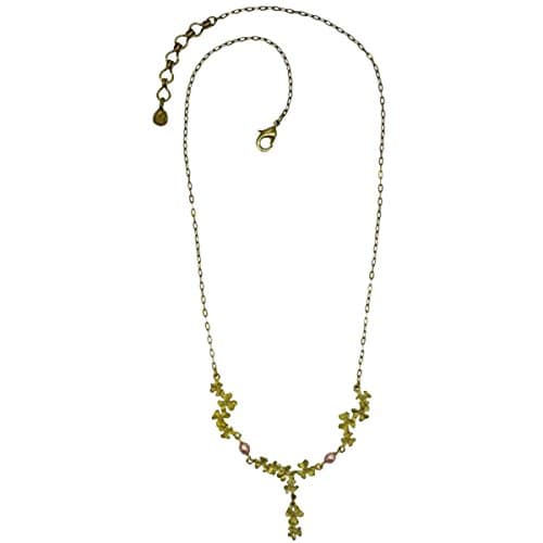 Pink Clover Leaf &amp; Pearl Necklace by Michael Michaud d for Silver Seasons - NEW