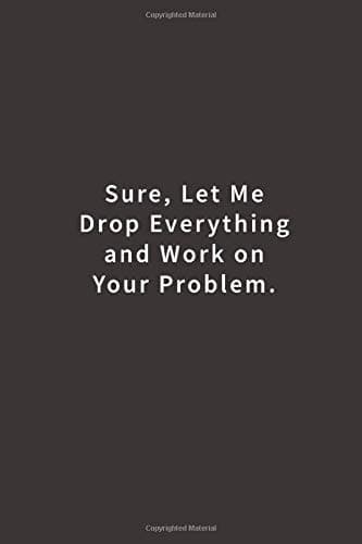Sure, Let Me Drop Everything and Work On Your Problem.: Lined notebook