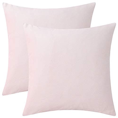 Rythome Set of 2 Comfortable Throw Pillow Cover for Bedding, Decorative Accent Cushion Sham Case for Couch Sofa, Soft Solid Velvet with Zipper Hidden - 16"x16", Baby Pink