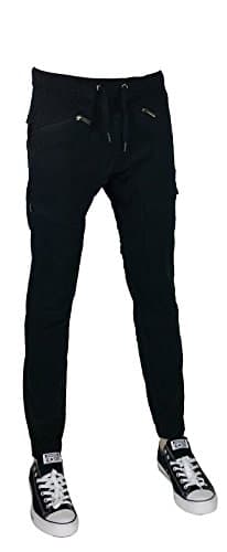 Men's drop crotch twill biker jogger pants BLACK S