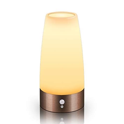 Motion Sensor Night Light, Battery Operated Lamp, Portable Wireless LED Table Bedside Desk Lights for Bedroom, Hallway, Bathroom, Kitchen, Living Room-Round Copper