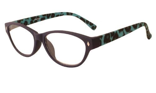 About Eyes G233 Abbie Strength Plus 3 Dark Purple Rubber Frame with Black/ Blue Temples Reading Glasses by About Eyes