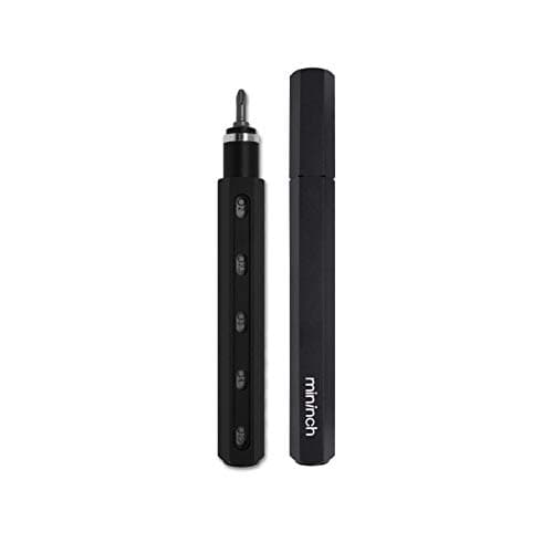 Premium Tool Pen by Mininch | EDC Multi-Tool Screwdriver | Interchangeable Phillips, Flathead, Hex, and Star Bolt Heads | Imperial and Metric Sizes (Imperial Hex, Black)