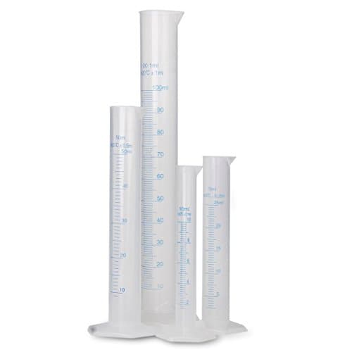Lizes Useful 4Pcs Clear Plastic Measuring Cylinder Laboratory Teach Tool Graduated Cylinder 10ml/25ml/50ml/100ml
