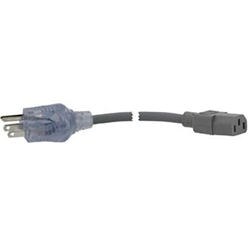 Cord; Power; C13; 5-15P Plug; 3 Cond SJT Cbl; 10ft; 18 AWG; Matte Gray PVC Jkt, Pack of 5