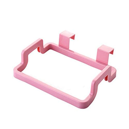 Kitchen Hanging Trash Rubbish Bags Holder Garbage Storage Racks Cupboard Hanger giveyoulucky (Pink)