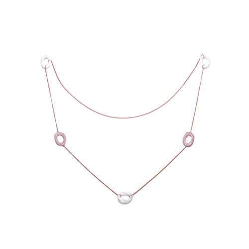 White Ceramic Ovel Links CZ Rose Necklace