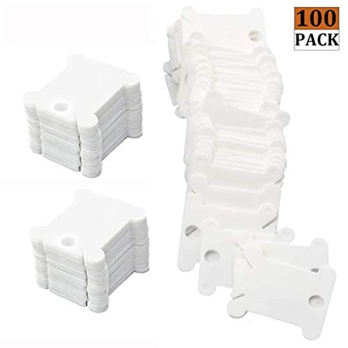 Domoki 100 Pieces Plastic Floss Bobbins,Floss Cross-Stitch Bobbins,Embroidery Thread Cards Thread Organizer Holder for Craft DIY Sewing Storage,White
