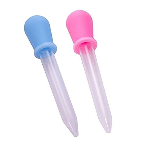 New Liquid DROPPER - 2 x FDA Approved Silicone and Plastic DROPPERS - 5 ML Pipettes Essential for Candy Molds Gelatin Maker &amp; Gummy Bear Mold - Oils Science Making Crafts for Kids Blue &amp; Pink