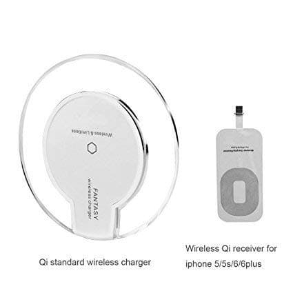 CHANCY-Wireless Charging Pad & Receiver for iPhone 7/7 Plus/6S/6S Plus/6/6 Plus/SE/5S/5C/5 Qi Wireless Charger Pad & Chip Lighting Port Combo