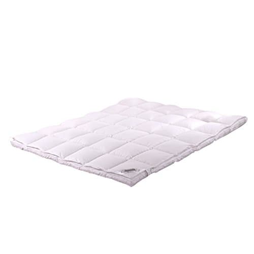 Hungary White Goose Down Feather Mattress Topper Pad,Luxury Double Layers, 280TC,Solid White (Full)