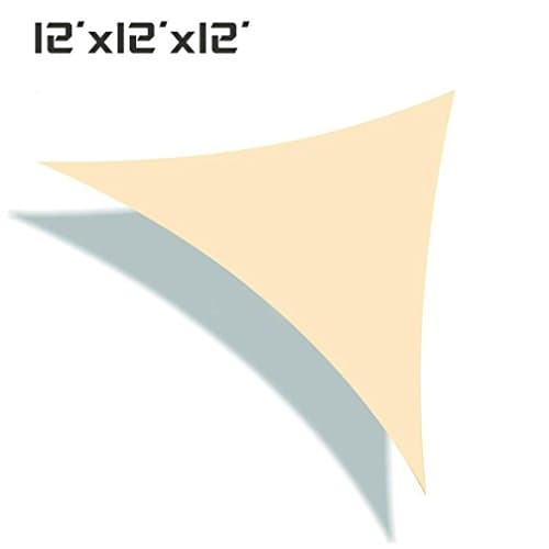 UNICOOL 12' X 12' X 12' Triangle Sun Shade Sail UV Block For Outdoor Garden Patio Sunscreen Awning Canopy Cream