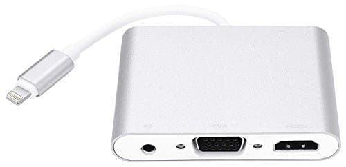 Bambud Compatible with iPhone iPad to HDMI VGA AV Adapter Converter, 4 in 1 Plug and Play Digital AV Adapter Compatible with iPhone Xs Max XR 8 7 6s Plus iPad iPod to HDTV Projector Monitor