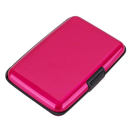 RFID Blocking Business Card Holder Card Organizer Credit Card Protector Aluminum ID Case Slim Metal Wallet for Women or Men(Pink)