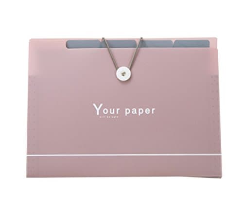 1 Pack Poly Frequency Expanding File, 5 Pockets File Folder, Flap and Cord Closure Accordion Document Folder, Letter Size,Purple