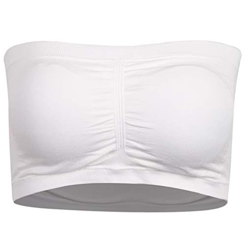 CLANDY Women's Seamless Bandeau Bra, Basic Padded Wire-Free Stretch Tube Top Bra 1-3 Pack