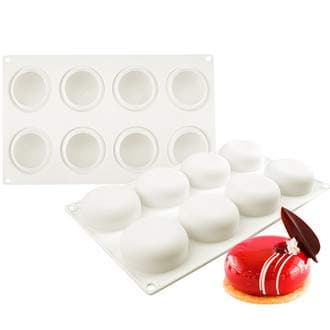 Round Silicone Mousse Cake Mold, 8 Cavities Stone Shape Non-stick Bakeware Silicone Baking Mold DIY Cake decorating Tools