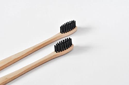 Natural Bamboo Toothbrush with Black Soft Charcoal Bristles - Pack of 4 Toothbrushes - BPA Free, Eco-Friendly & Biodegradable - Gentle on Teeth and Gums - Easy to Use with Activated Charcoal Powder
