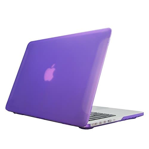 Case for MacBook Retina 15 inch, LynneTech Rubberized Matte Finish Hard Plastic Apple Logo Shine Through Cover Shell for MacBook Pro 15.4" with Retina Display Model: A1398 (NO CD-ROM), Purple